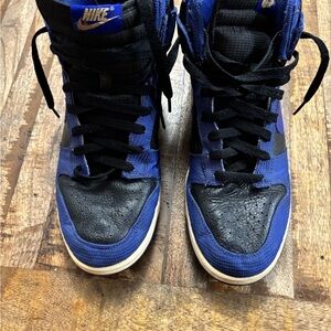 Nike Dunk High-Top Sneakers in Black and Royal Blue